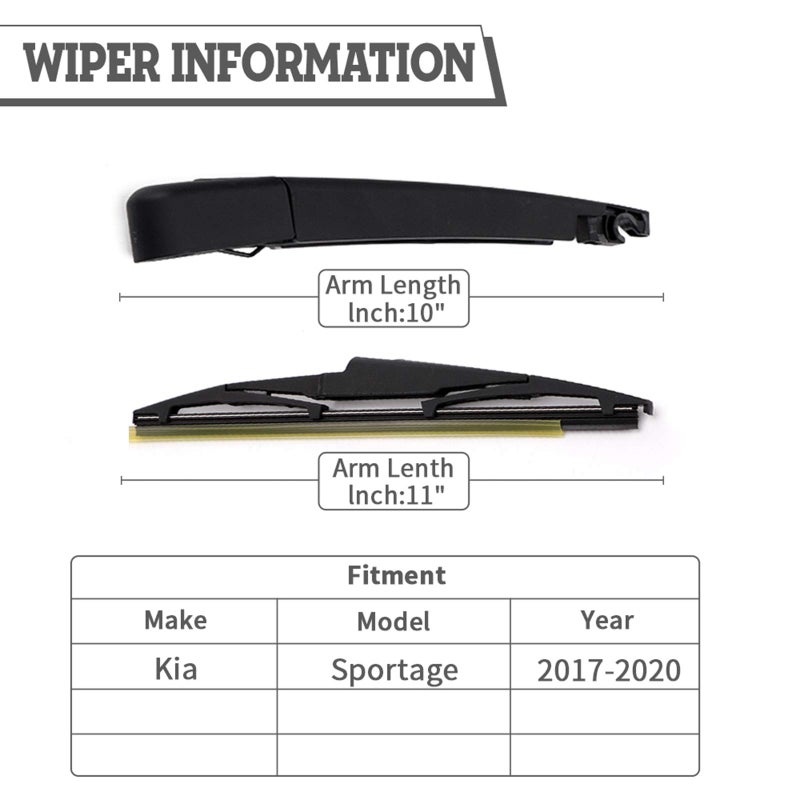 HODEE Rear Wiper Arm Blade Nut Set Replacement for Kia Sportage 2017-2023,Carens 2013-2019,Hyundai I10 2013-2022,LX,Back Windshield Wiper Assembly with Window Wiper Cap Cover Accessories,OE:98815A4000 - Image 2